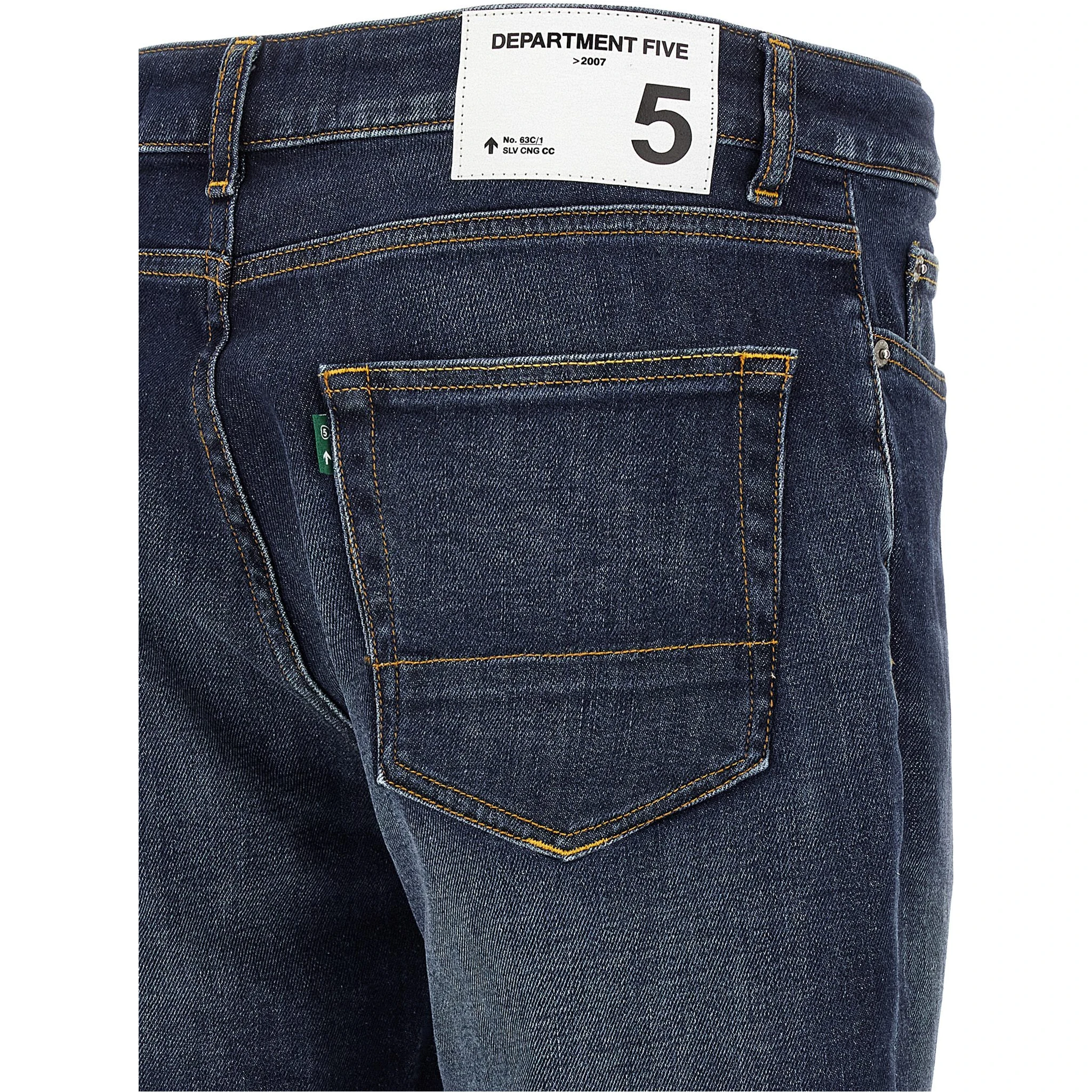 Blue Cotton Straight-Leg Jeans