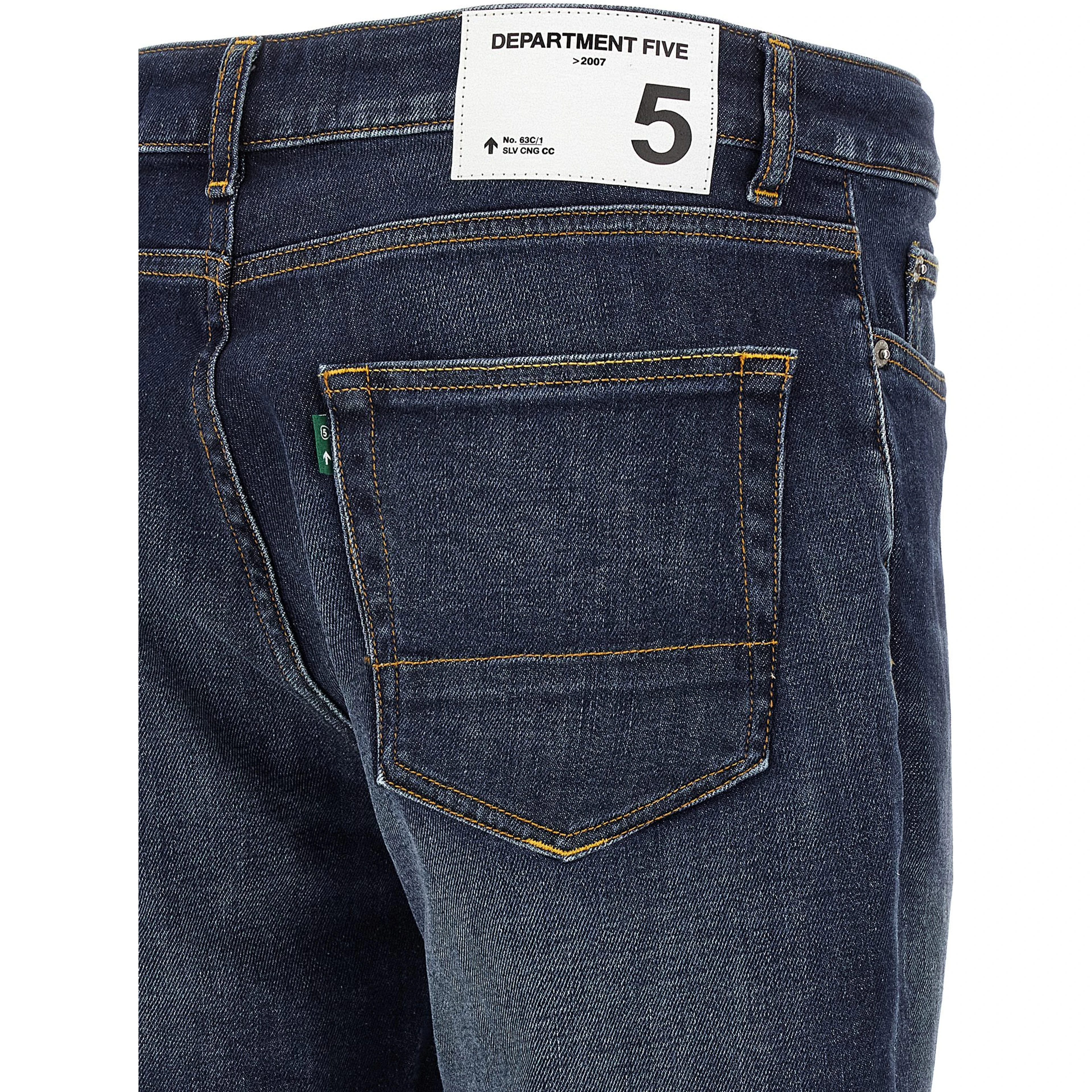 Blue Cotton Straight-Leg Jeans