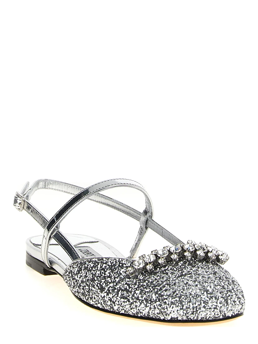 Silver Tencel Ballet Flats