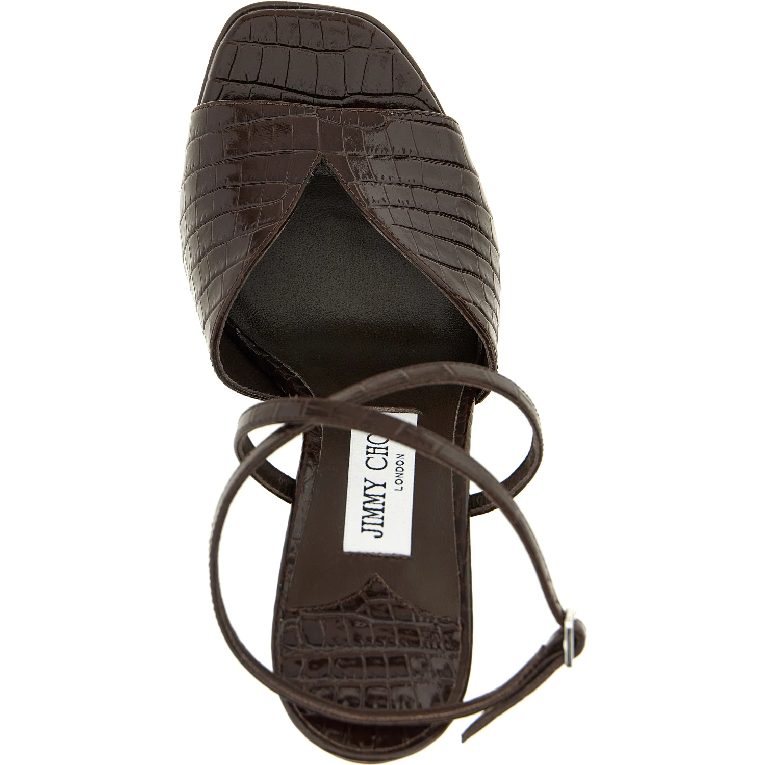 Brown Leather Stiletto Heel Sandals