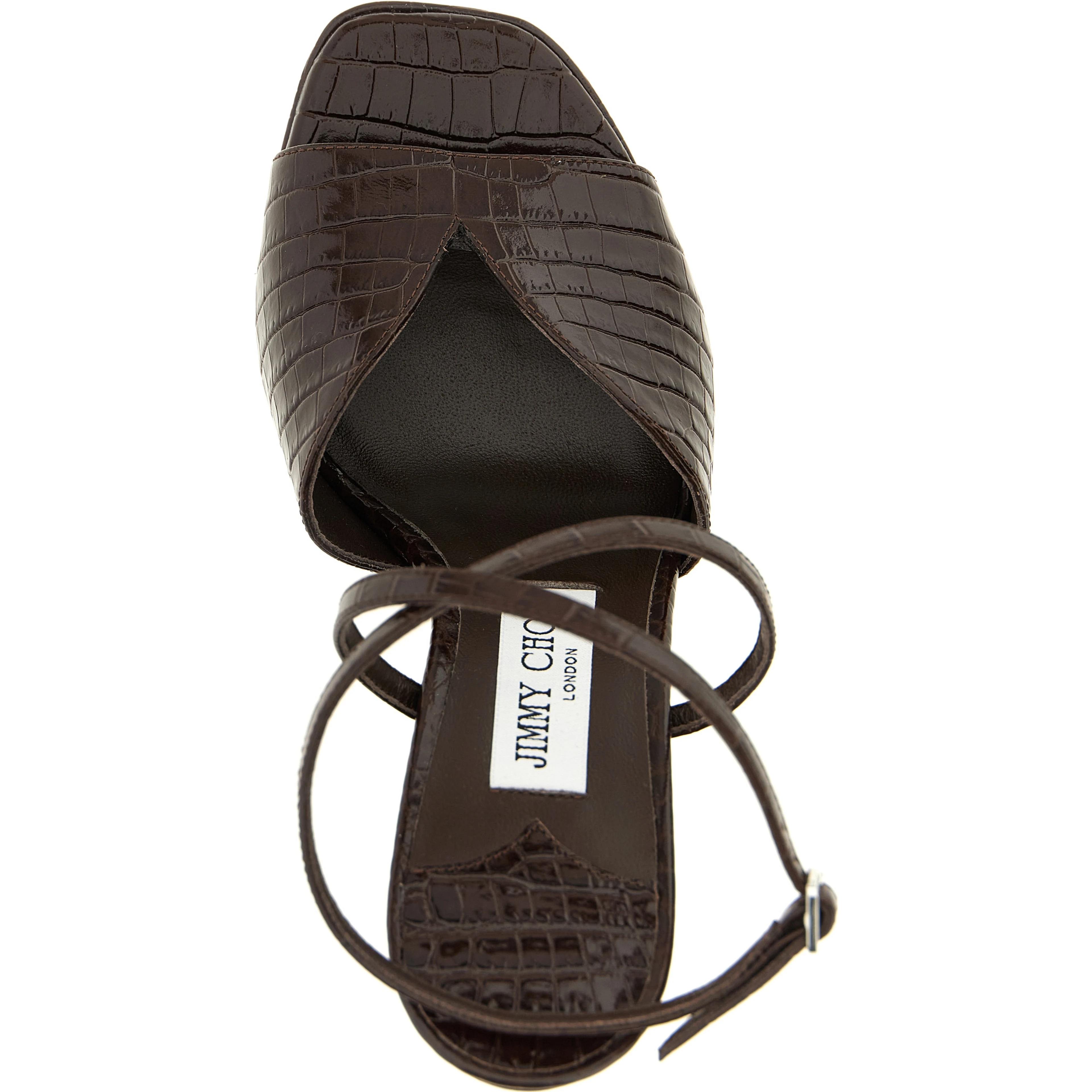 Brown Leather Stiletto Heel Sandals