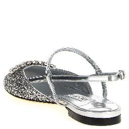 Silver Tencel Ballet Flats