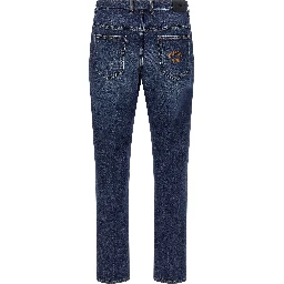 Blue Cotton Straight-Leg Jeans