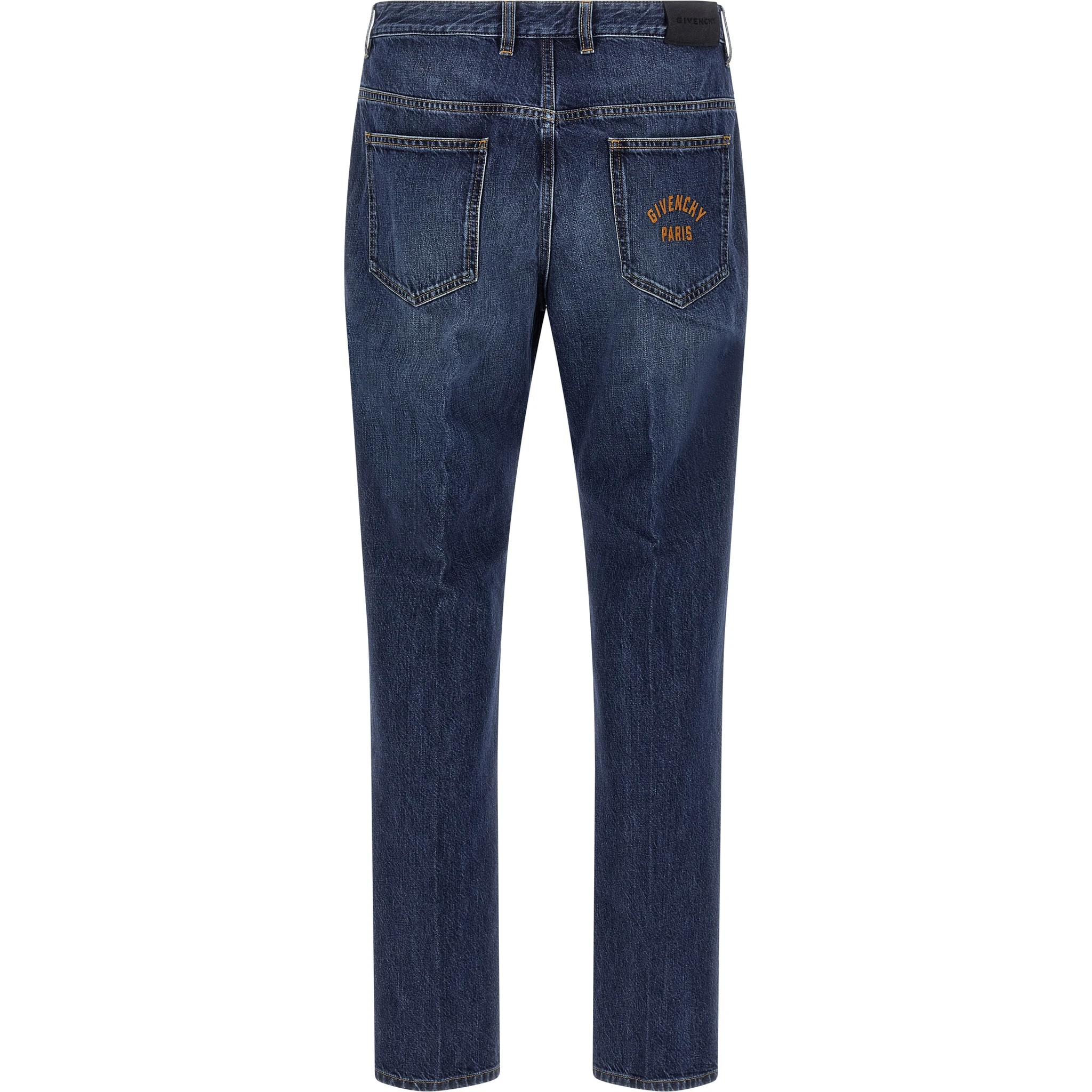 Blue Cotton Straight-Leg Jeans