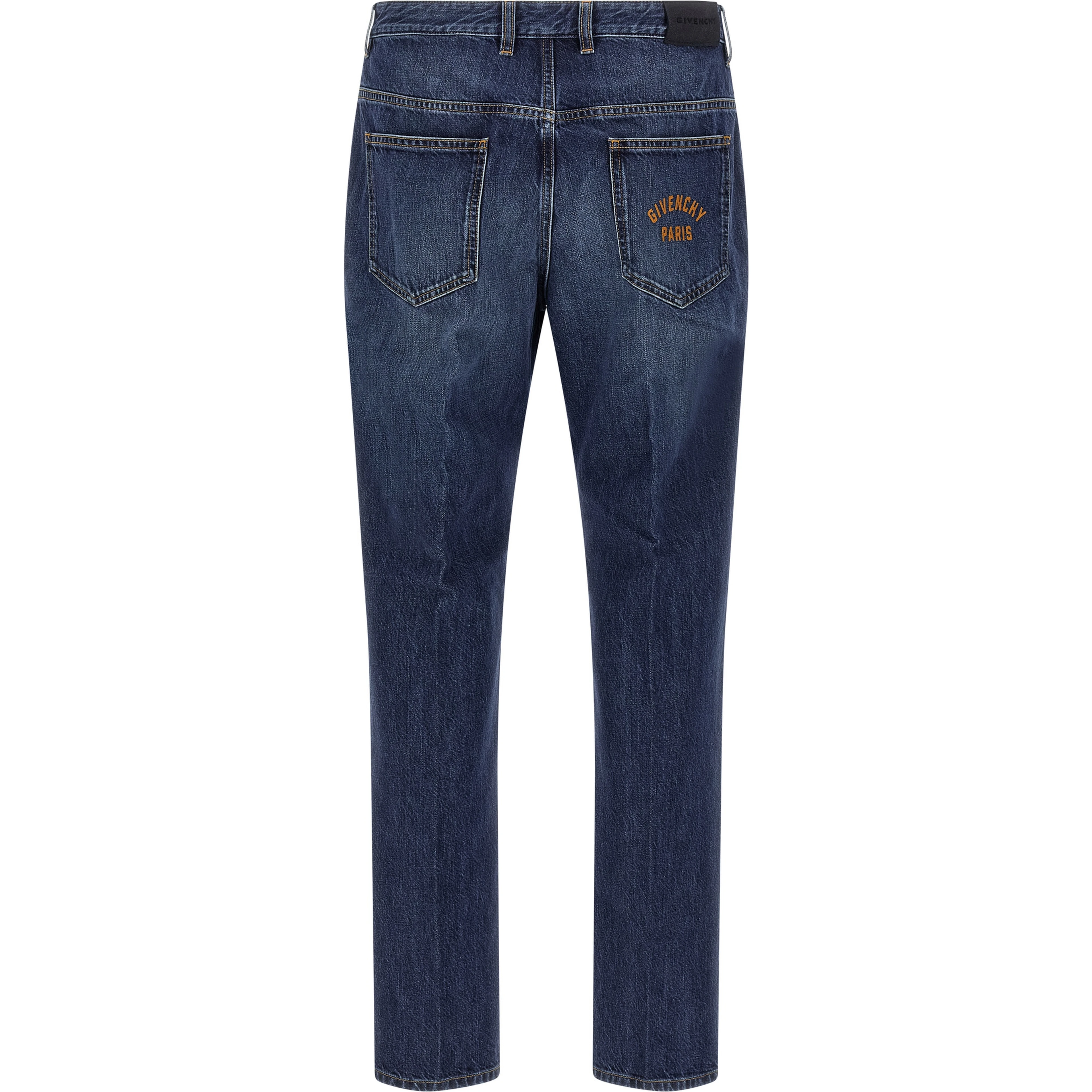 Blue Cotton Straight-Leg Jeans