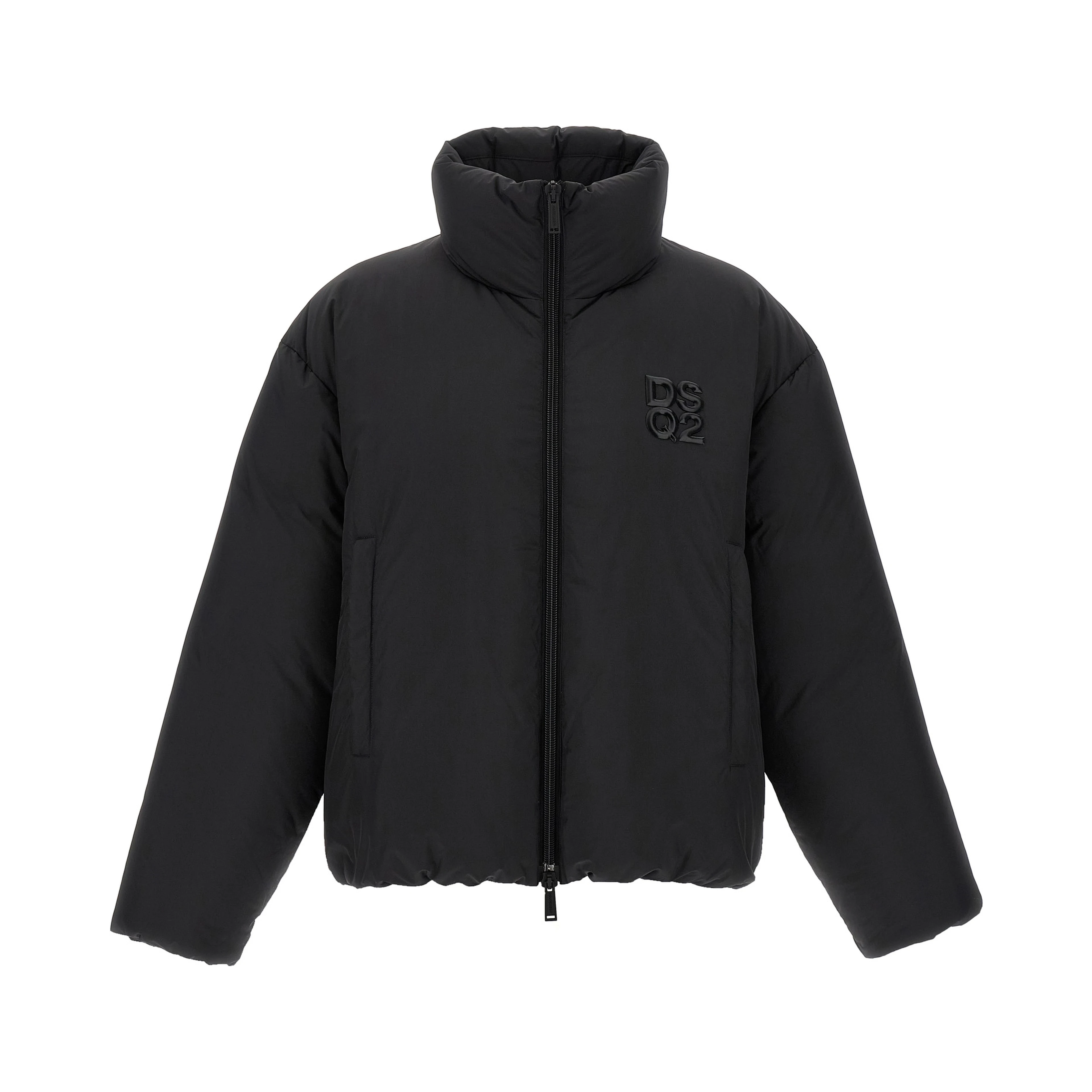 Black Polyester Full-Length Jacket