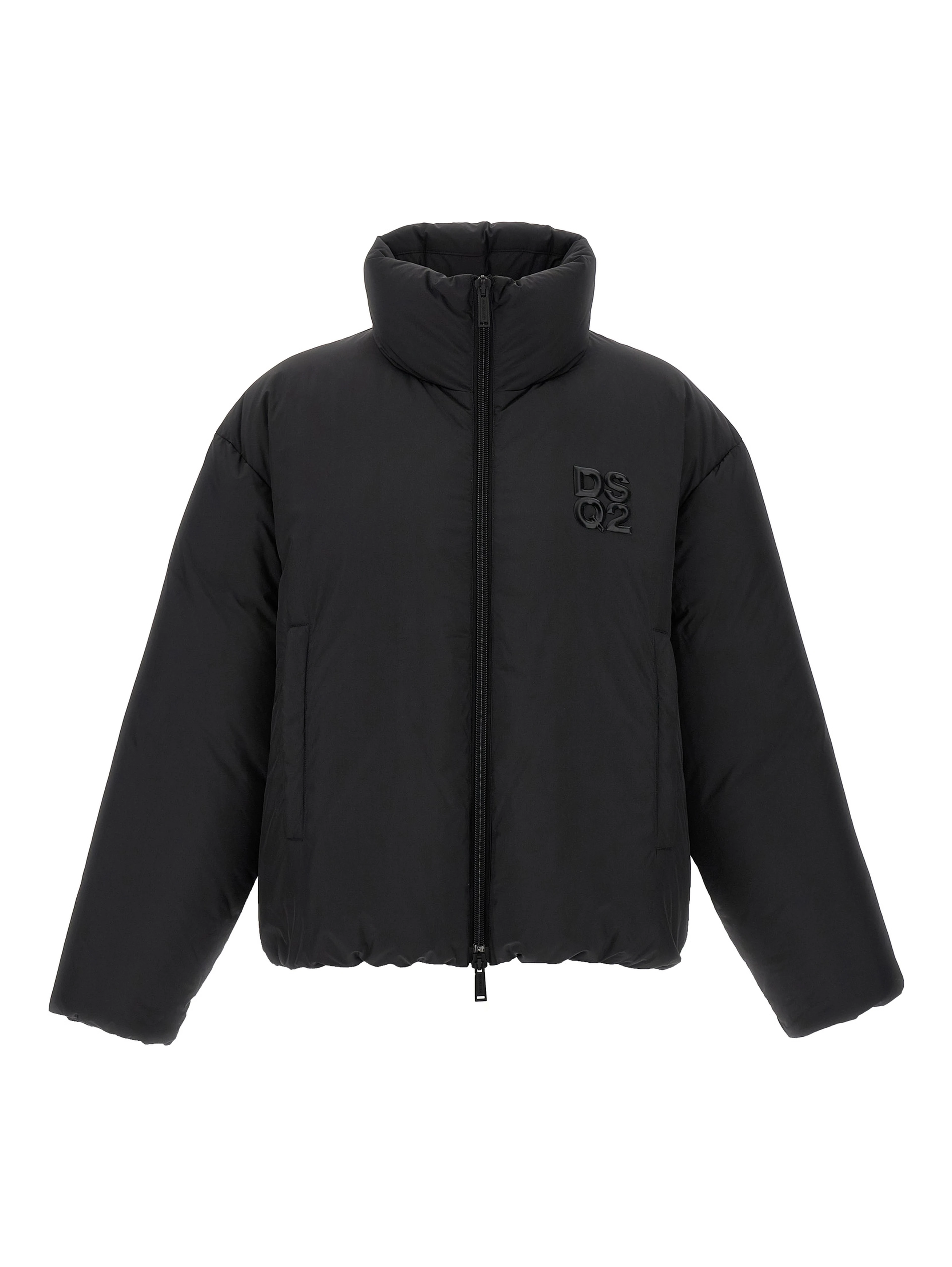 Black Polyester Full-Length Jacket