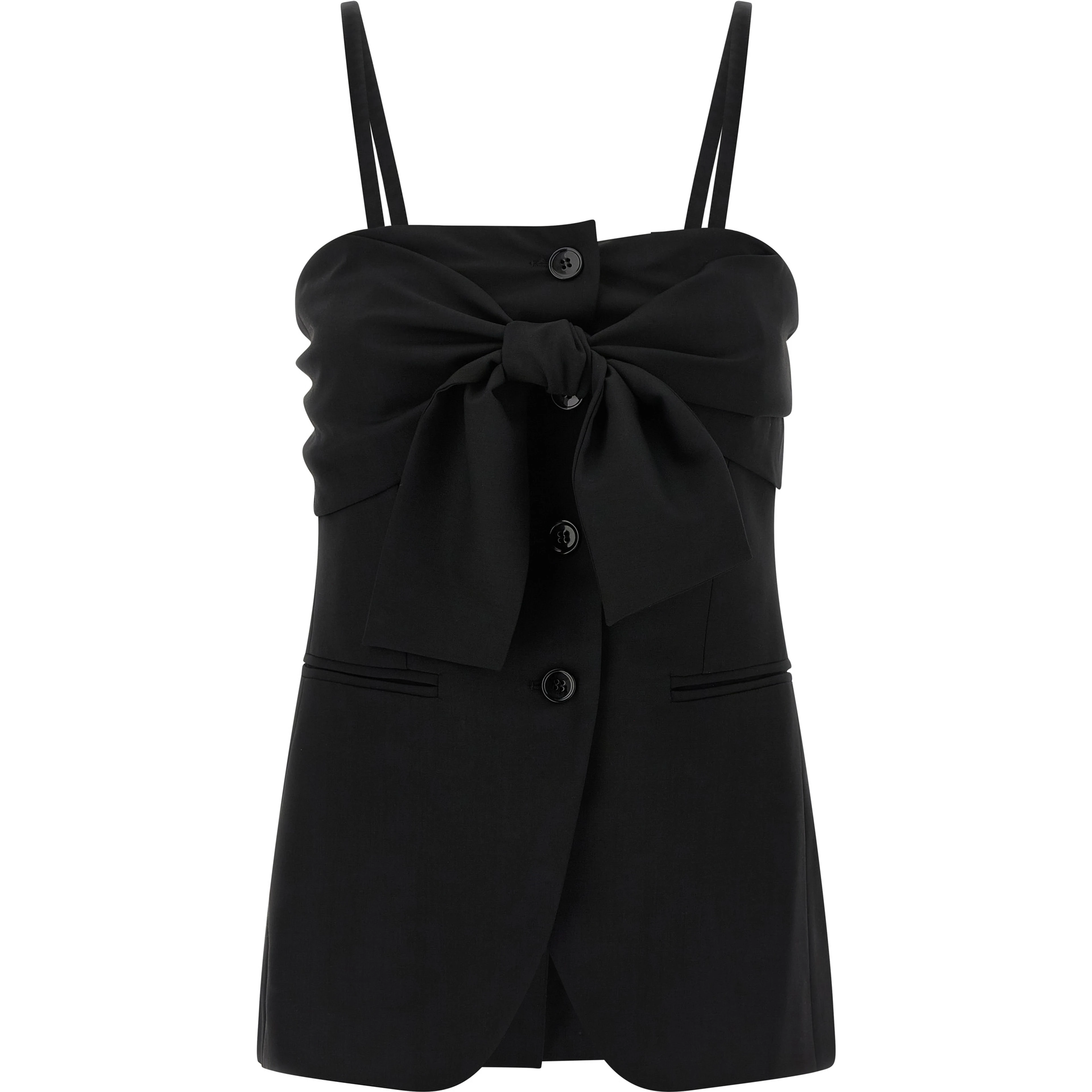 Black Virgin Wool Tank Tops