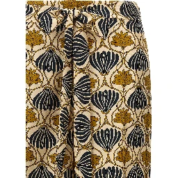 Bicolor Silk Casual Pants
