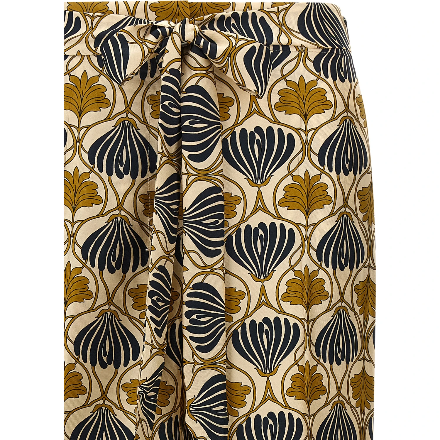 Bicolor Silk Casual Pants