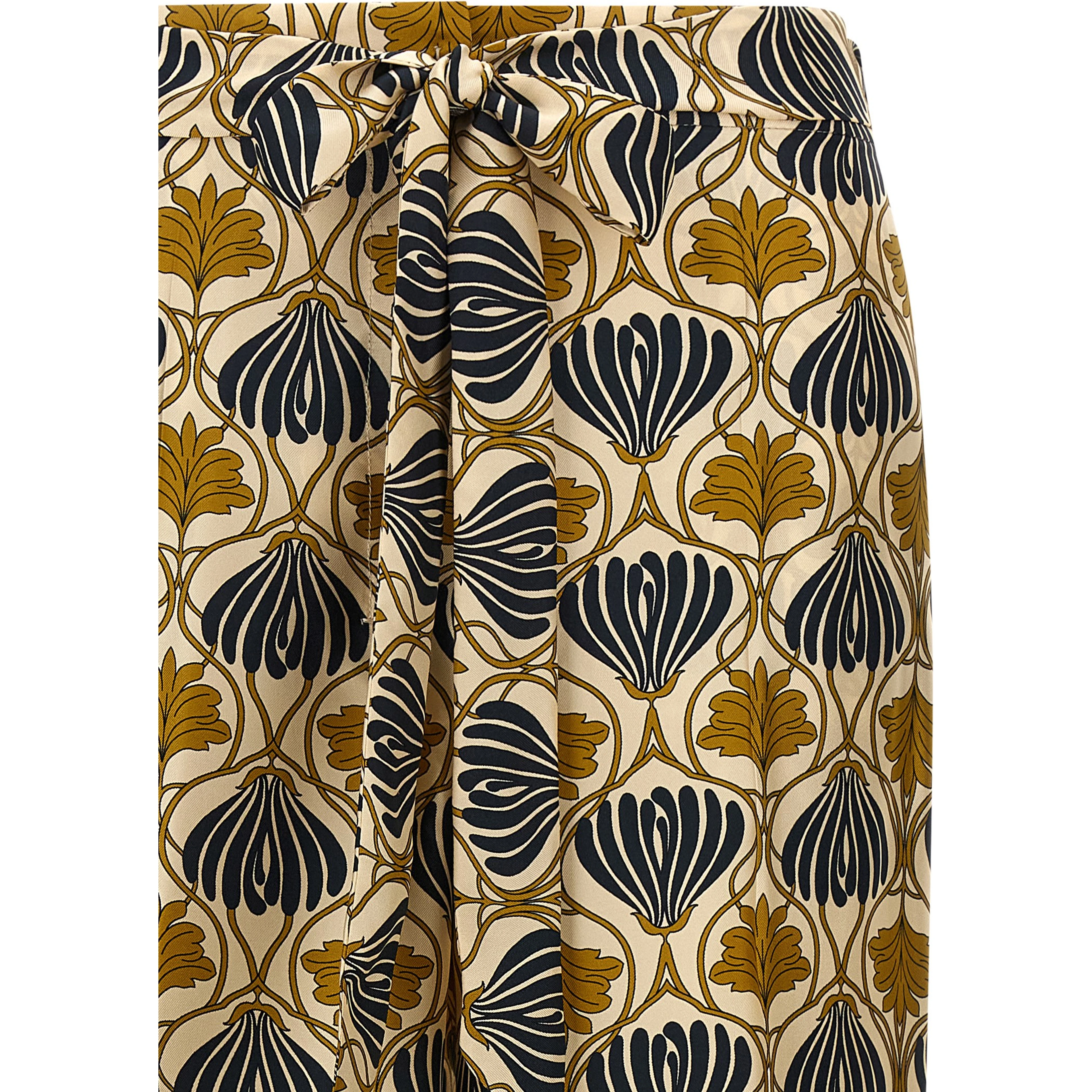 Bicolor Silk Casual Pants