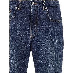 Blue Cotton Straight-Leg Jeans