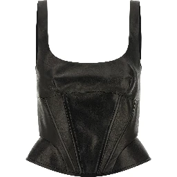 Black Lamb Leather Tank Tops