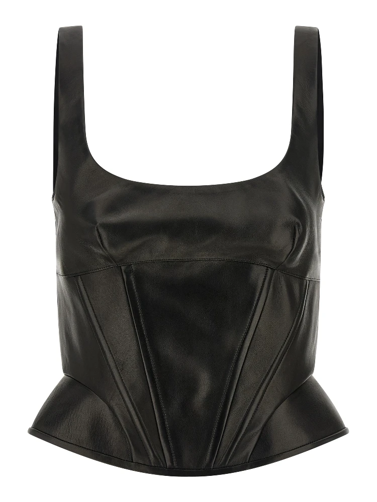 Black Lamb Leather Tank Tops