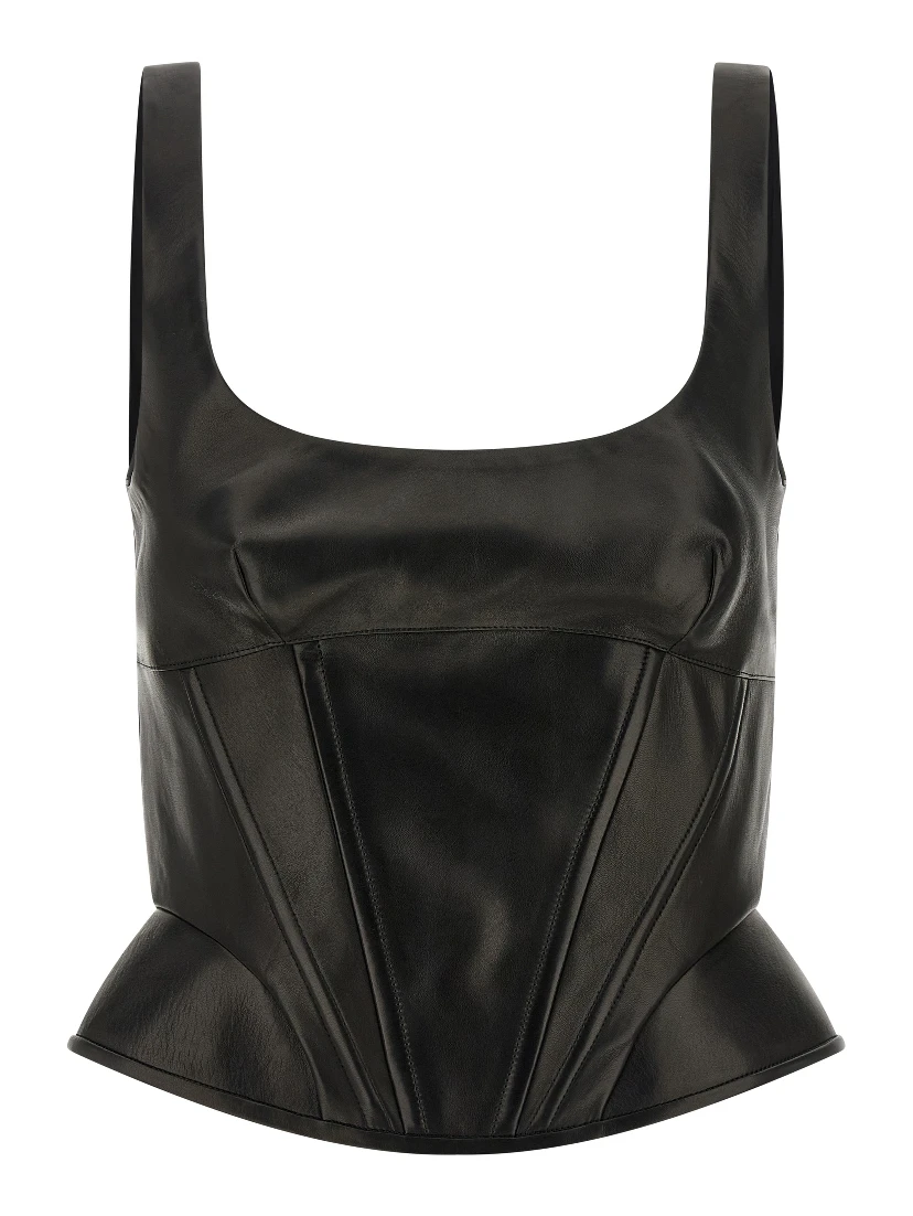 Black Lamb Leather Tank Tops