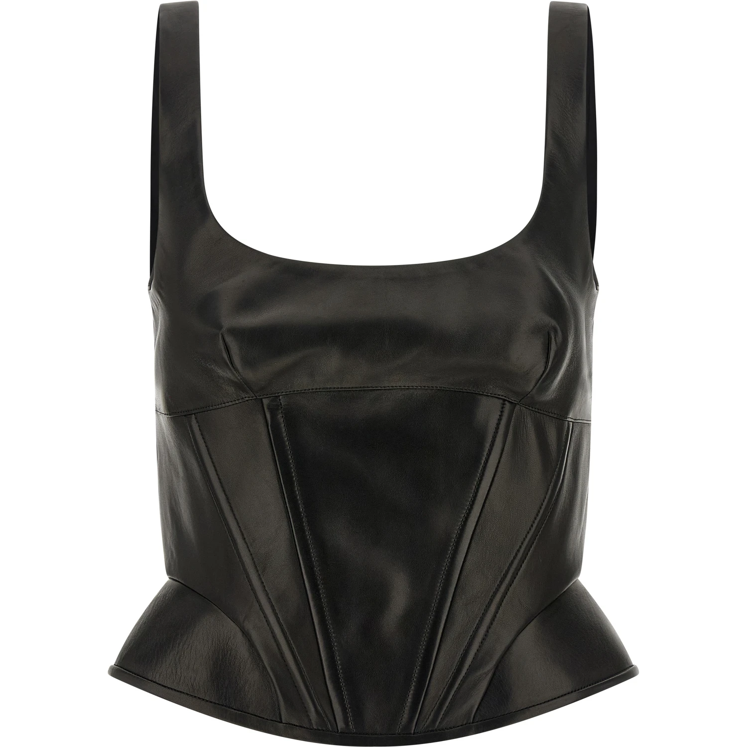 Black Lamb Leather Tank Tops