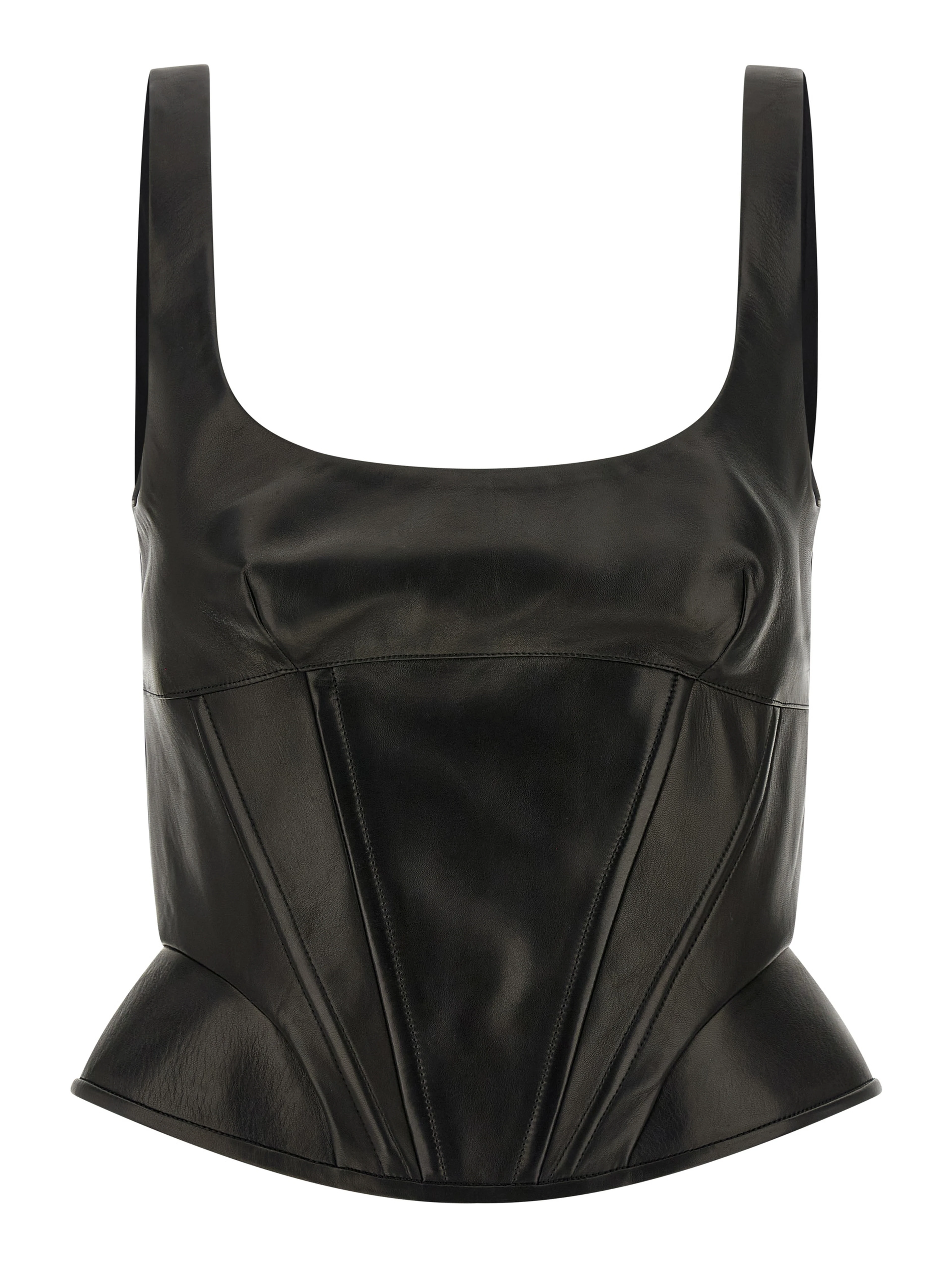 Black Lamb Leather Tank Tops