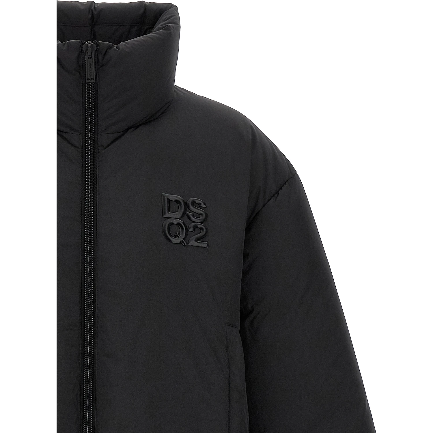 Black Polyester Full-Length Jacket