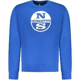 Blue Cotton Men Sweatshirt