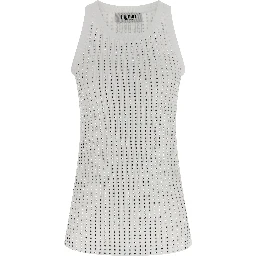 White Cotton Sleeveles T-Shirt