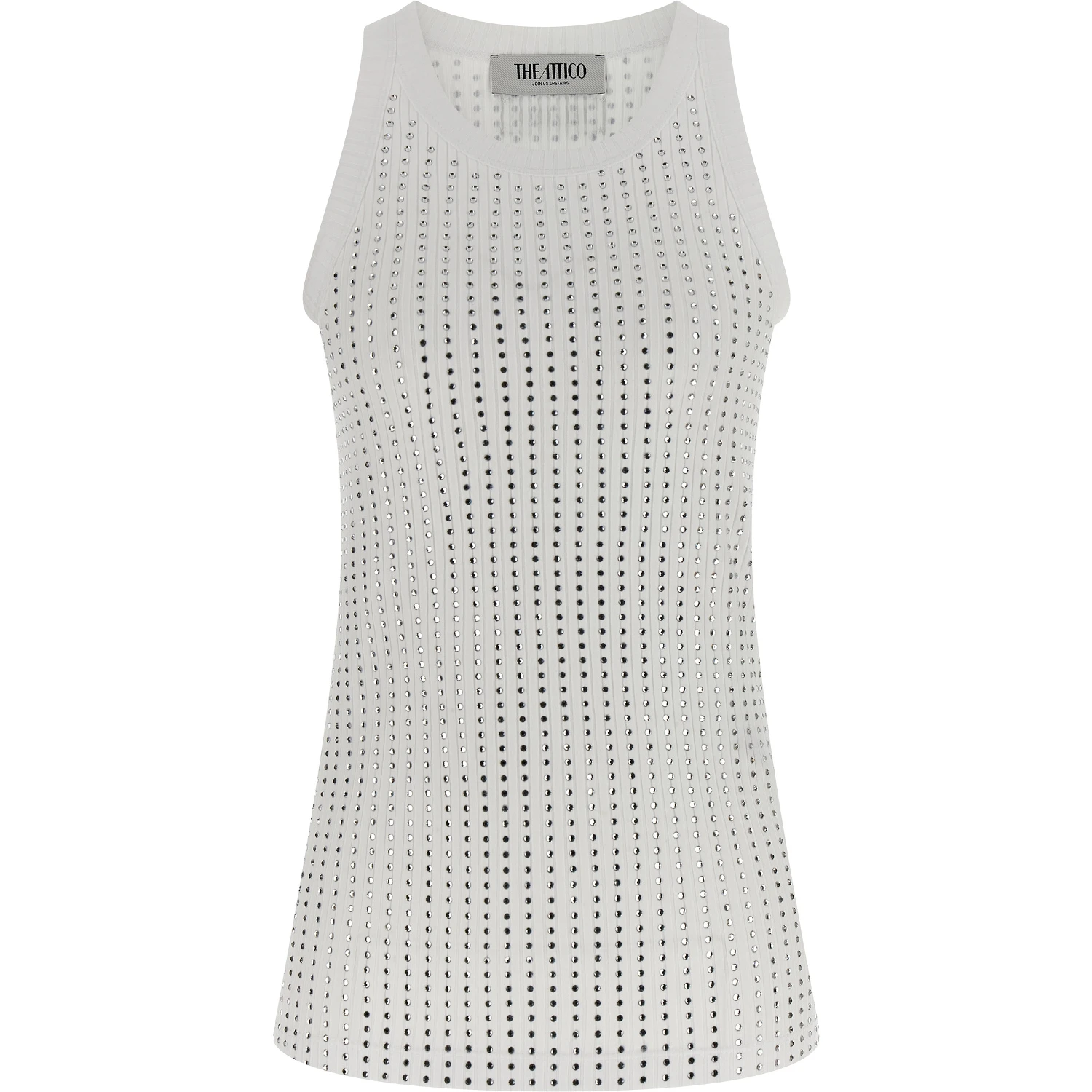 White Cotton Sleeveles T-Shirt