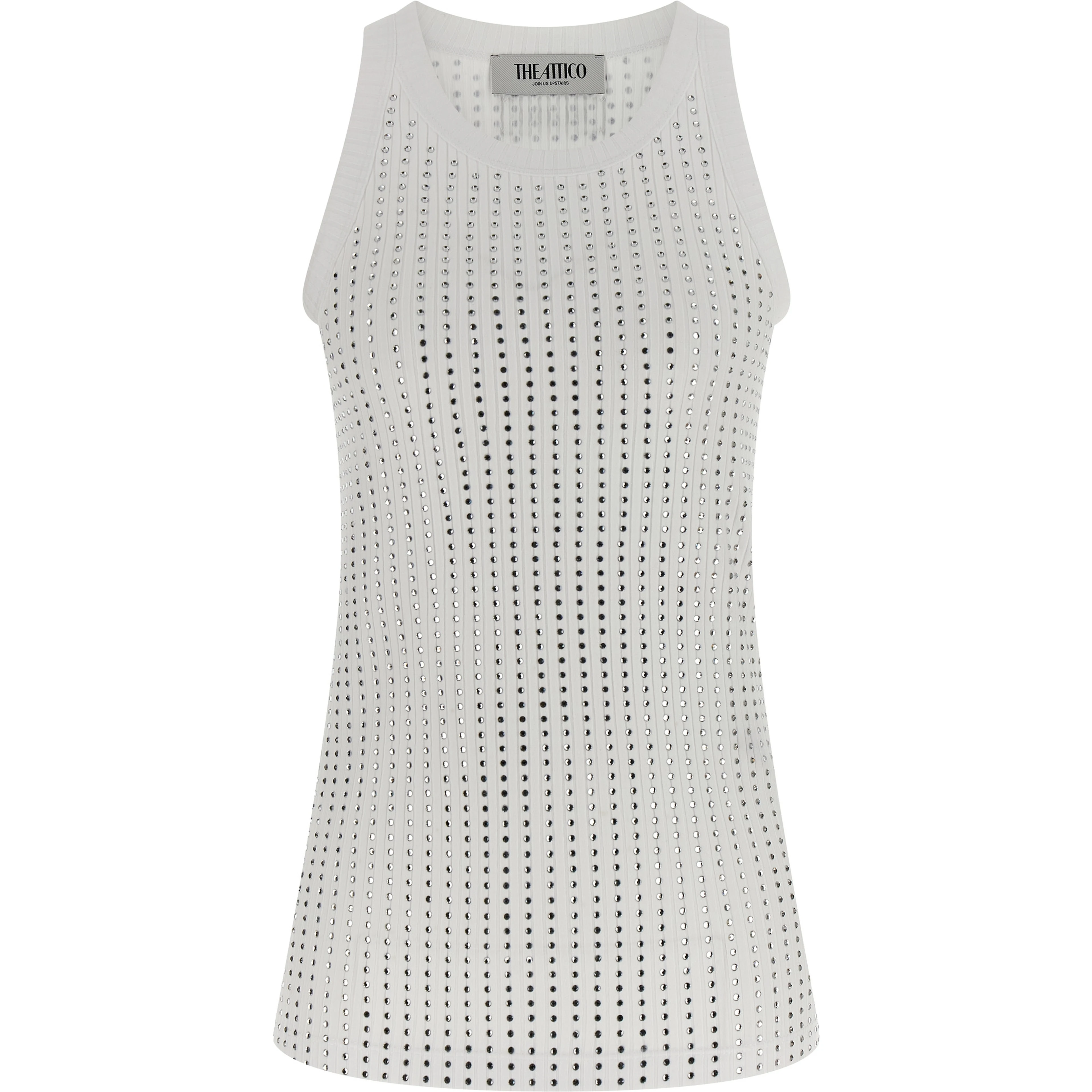 White Cotton Sleeveles T-Shirt