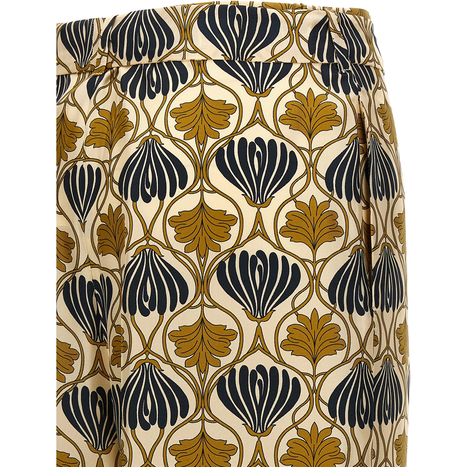Bicolor Silk Casual Pants