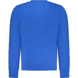 Blue Cotton Men Sweatshirt