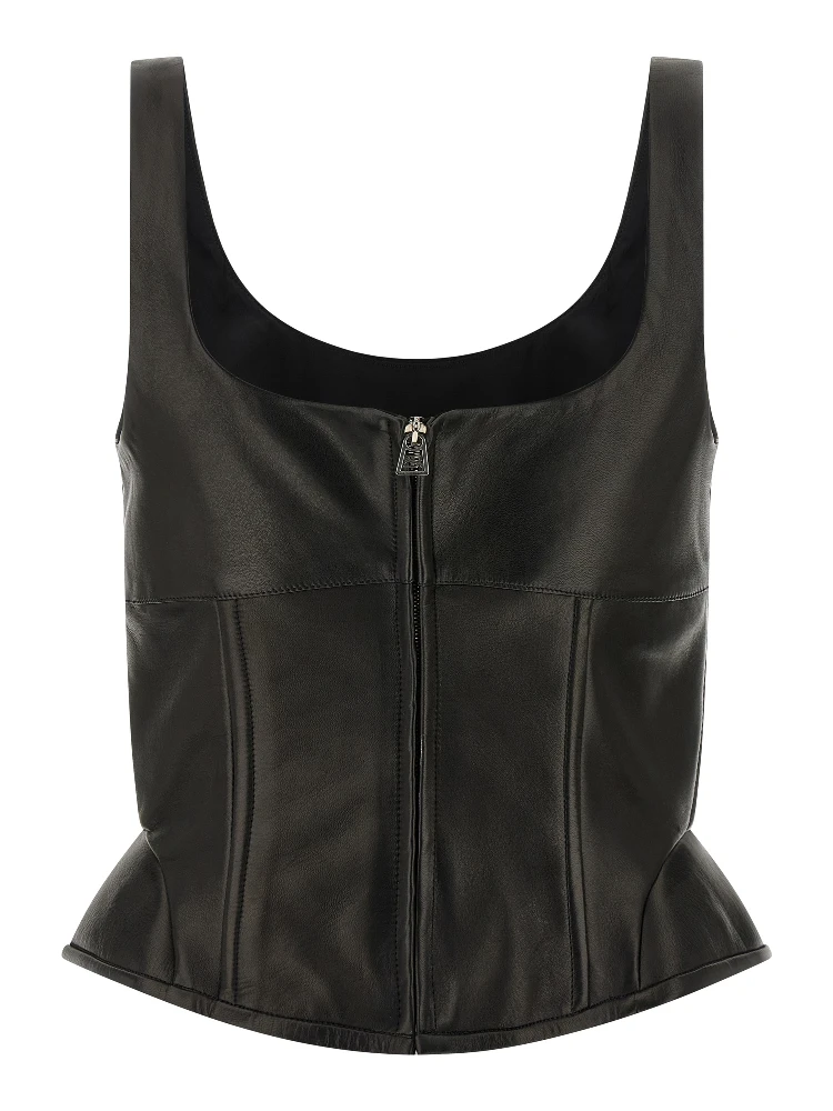 Black Lamb Leather Tank Tops alternative