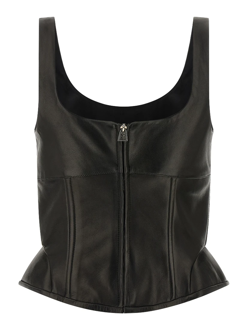 Black Lamb Leather Tank Tops