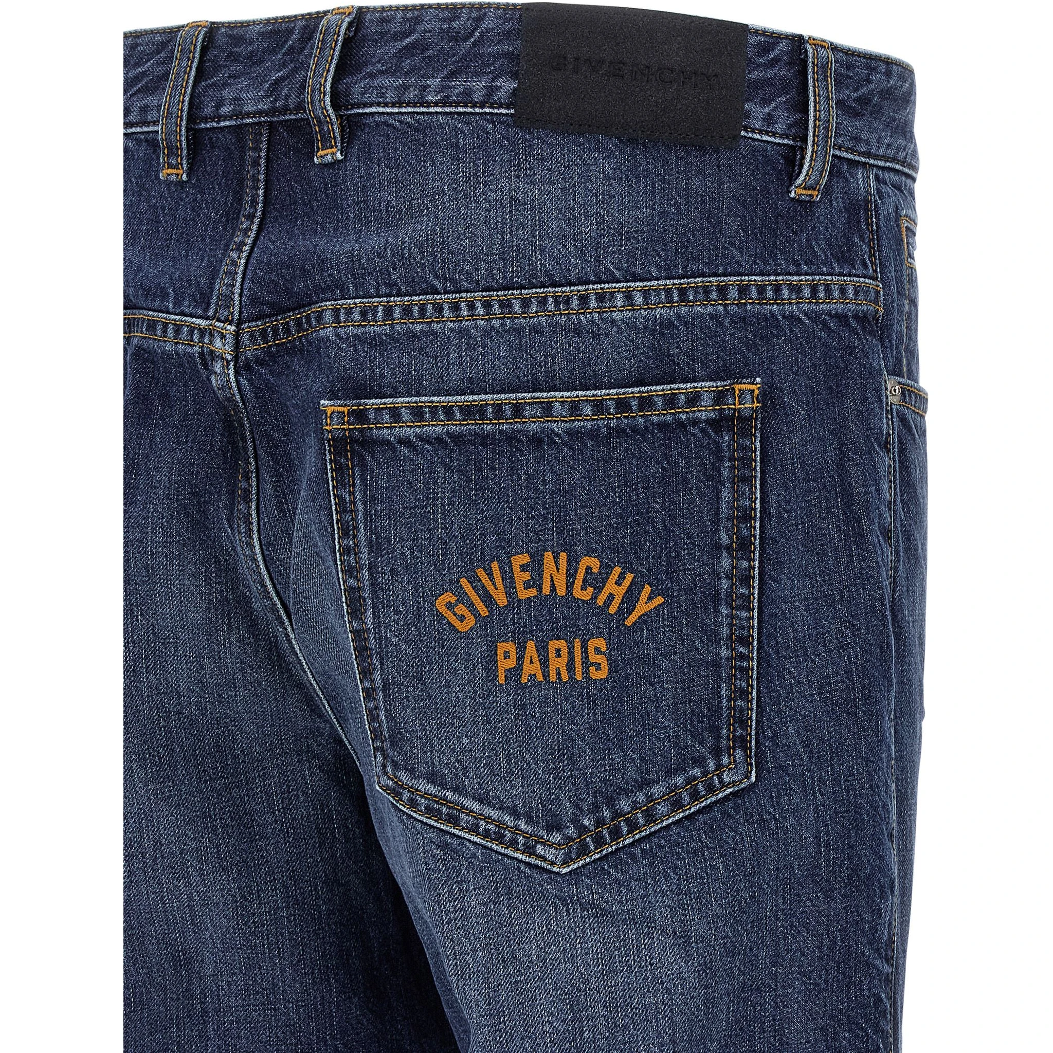 Blue Cotton Straight-Leg Jeans