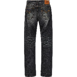 Black Cotton Straight-Leg Jeans