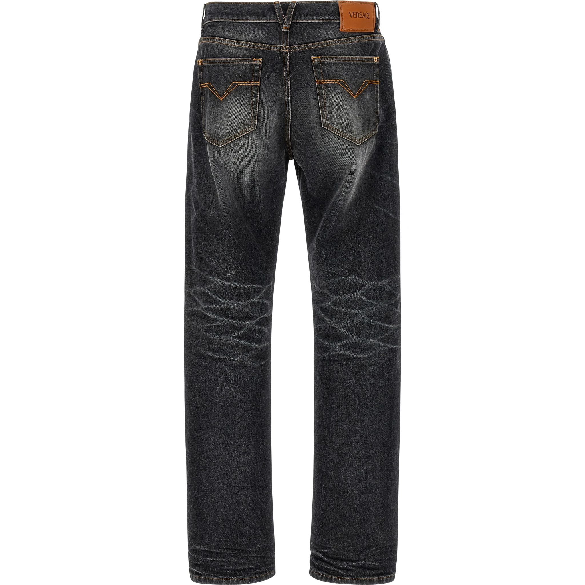Black Cotton Straight-Leg Jeans