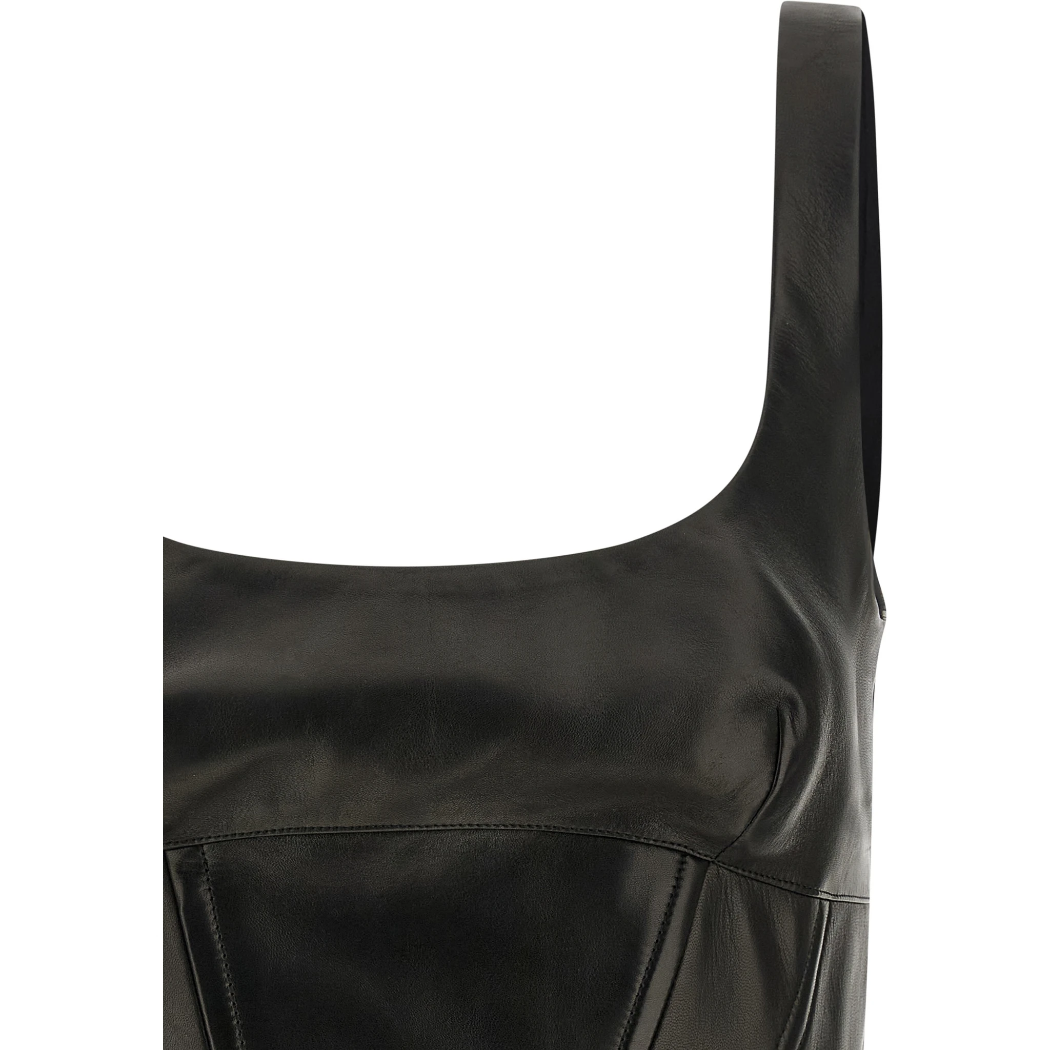 Black Lamb Leather Tank Tops