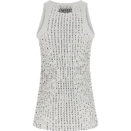 White Cotton Sleeveles T-Shirt