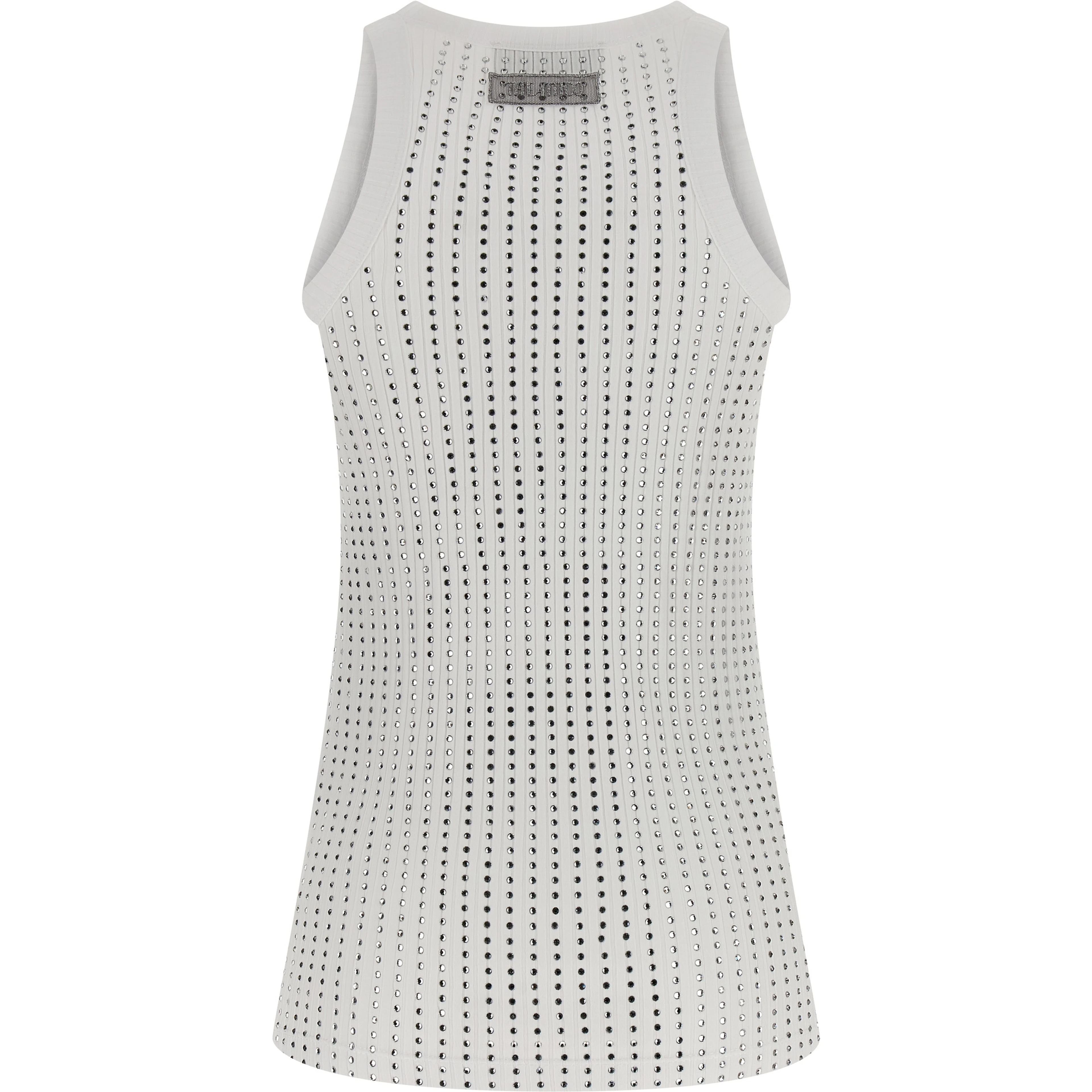White Cotton Sleeveles T-Shirt