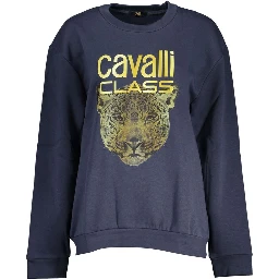 Blue Polyester Women Sweatshirt