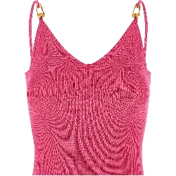 Fuchsia Viscose Sleeveles T-Shirt