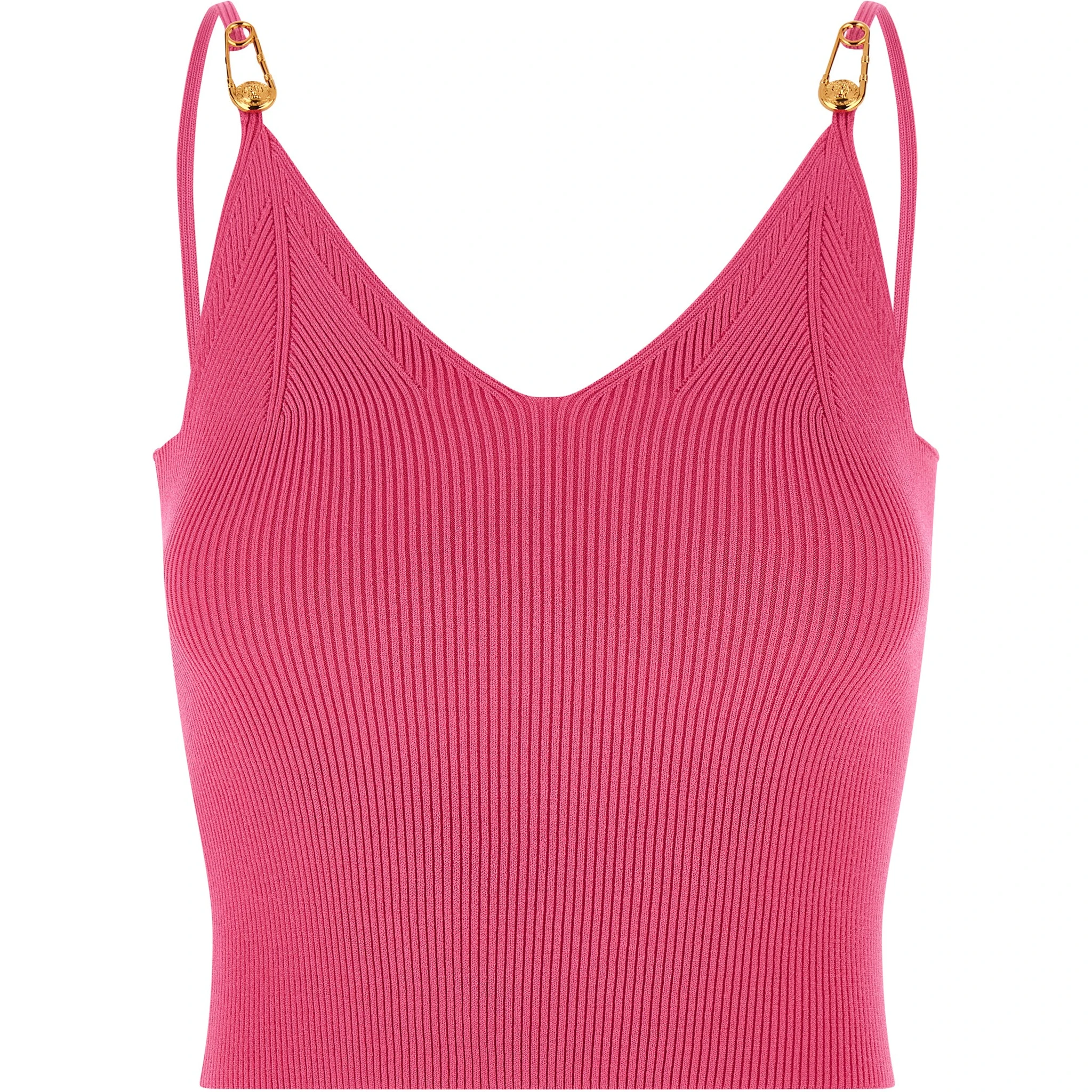 Fuchsia Viscose Sleeveles T-Shirt