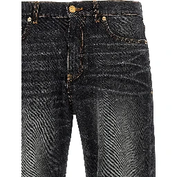 Black Cotton Straight-Leg Jeans