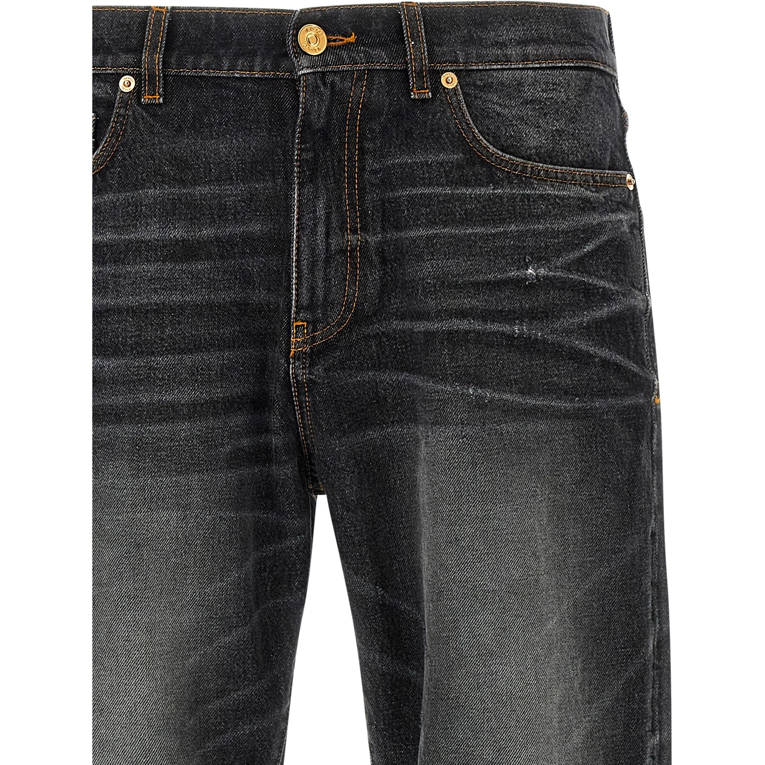 Black Cotton Straight-Leg Jeans