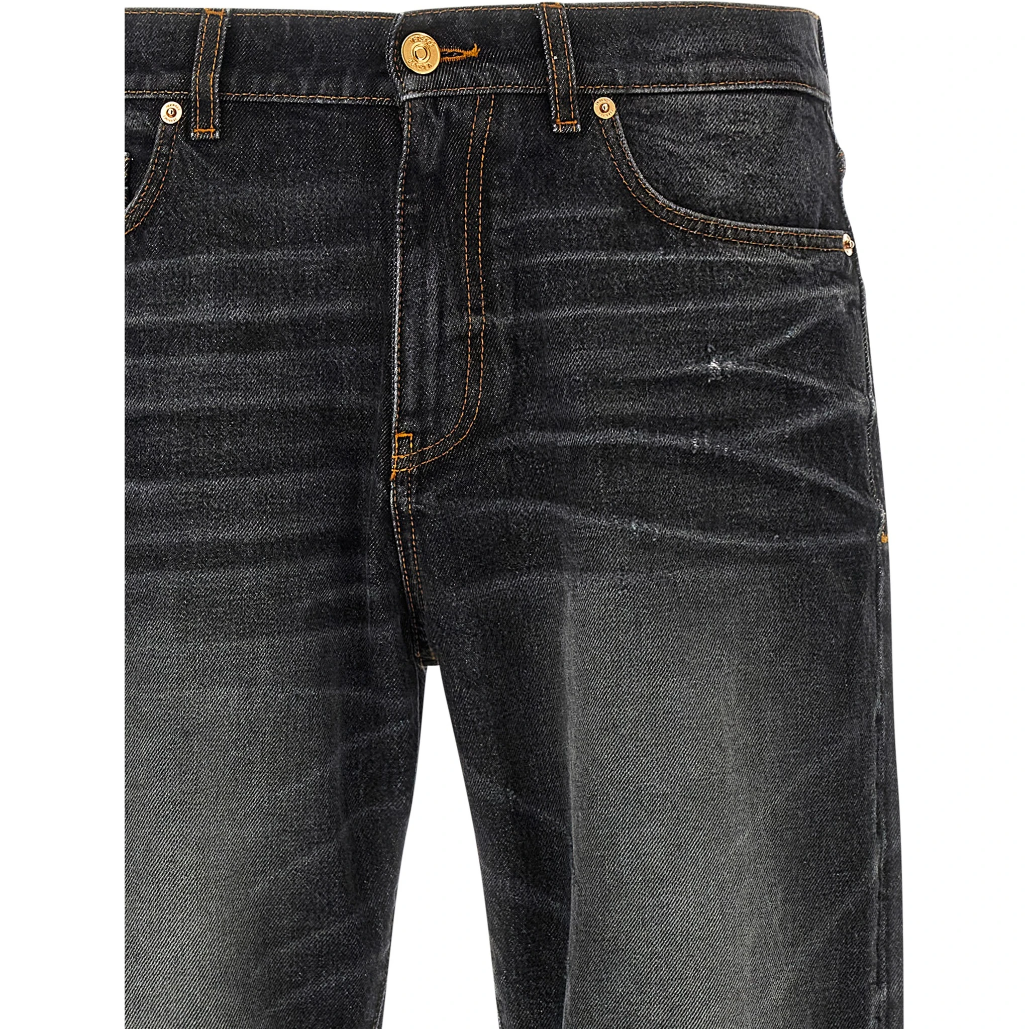 Black Cotton Straight-Leg Jeans
