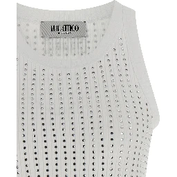 White Cotton Sleeveles T-Shirt