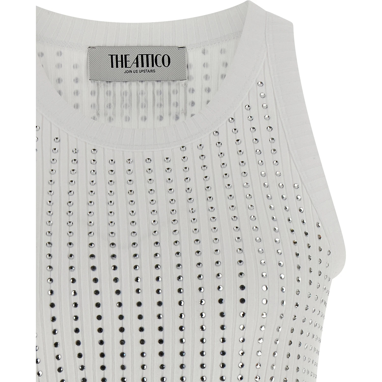 White Cotton Sleeveles T-Shirt