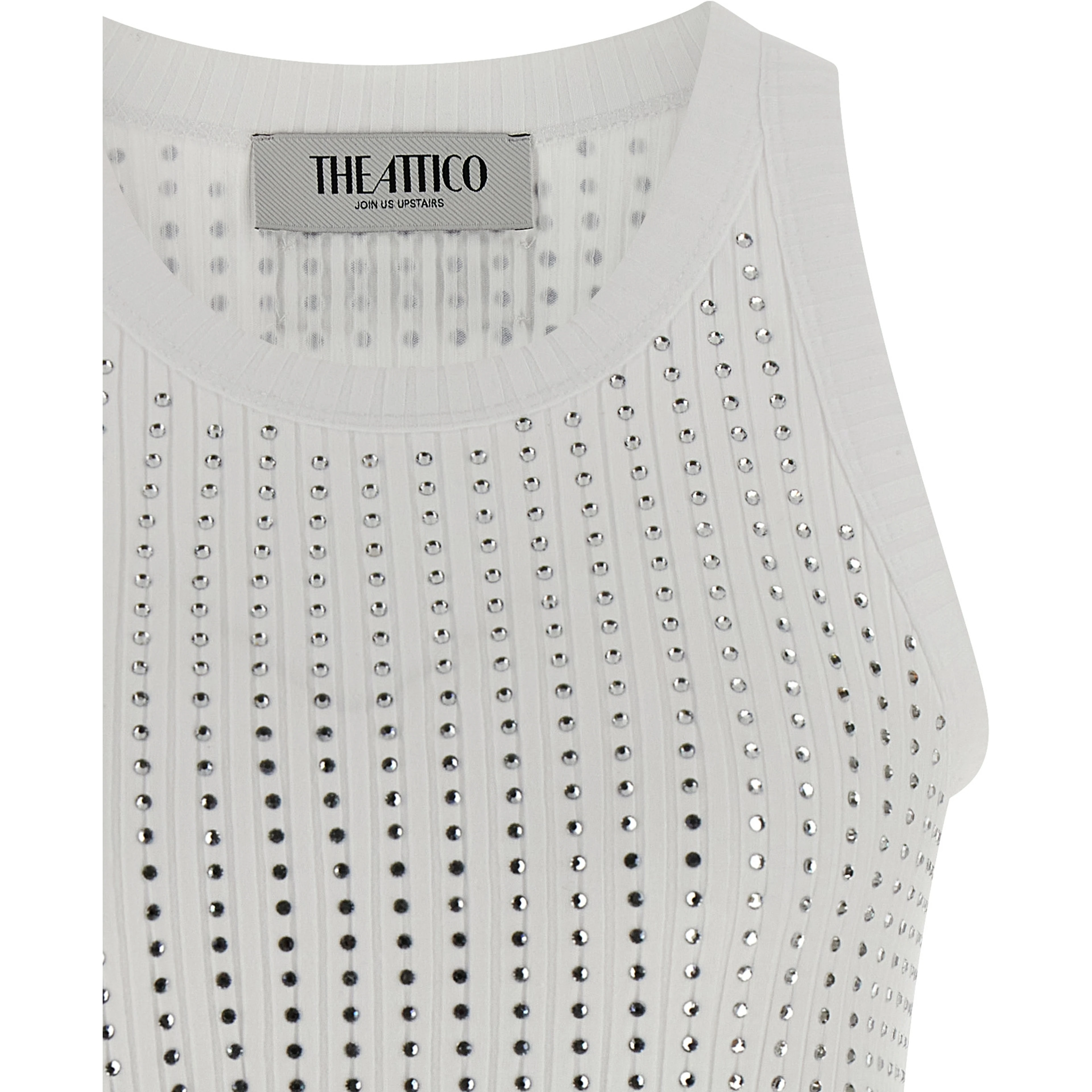 White Cotton Sleeveles T-Shirt