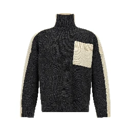 Gray Elastane Cardigan