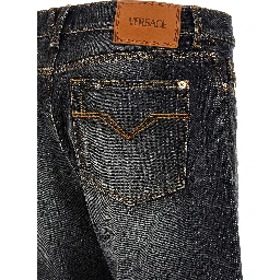 Black Cotton Straight-Leg Jeans