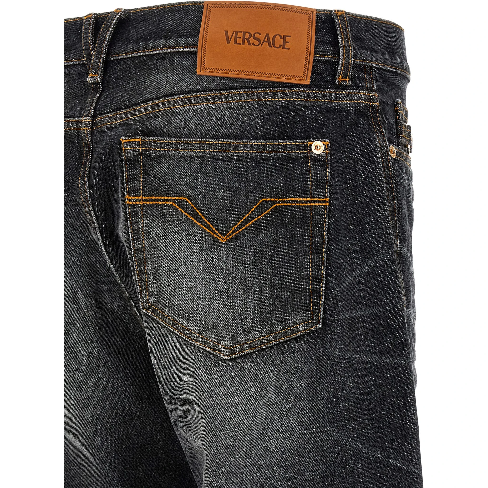 Black Cotton Straight-Leg Jeans