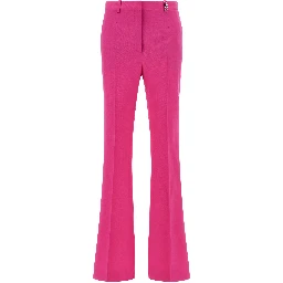 Fuchsia Virgin Wool Flared Pants
