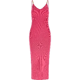 Fuchsia Viscose Midi Dress